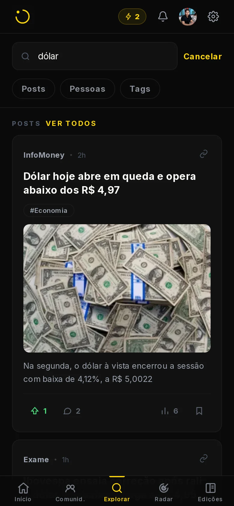 Captura do app Giro e Ponto no celular: a busca do Explorar